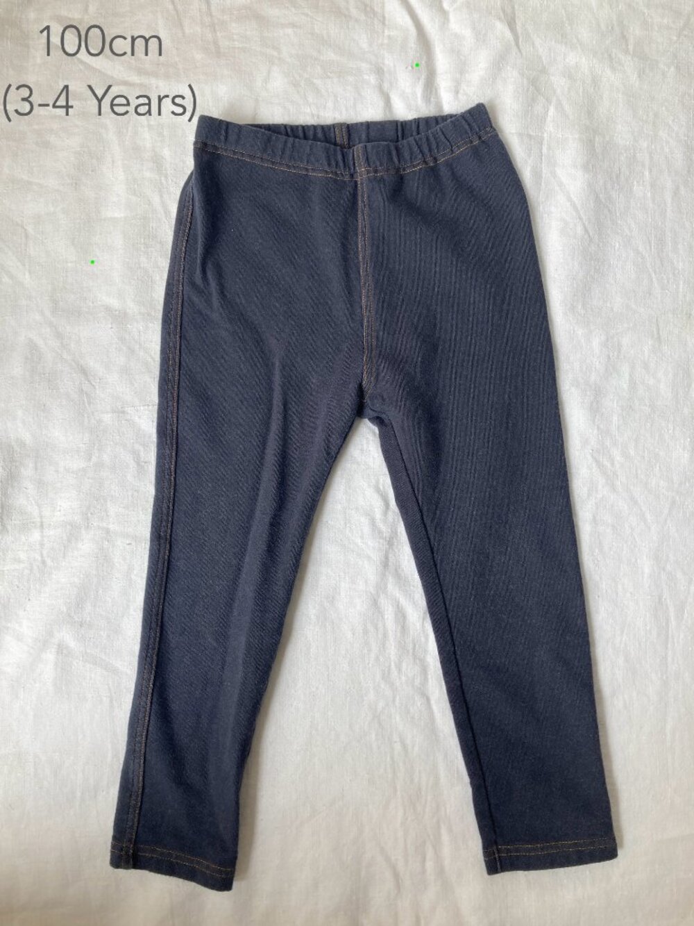 🪴5/$30 Uniqlo 3-4 Years 100cm Toddler Blue Stretch Denim Leggings Fall